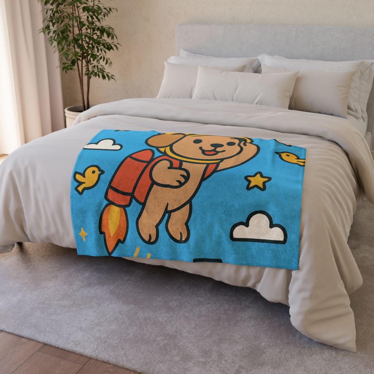 Rocket Puppy Patrol designer printed blankets