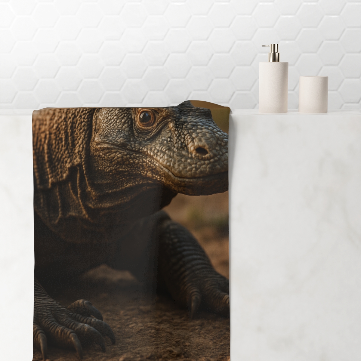 Ancient Sentinel Komodo Dragon custom towels
