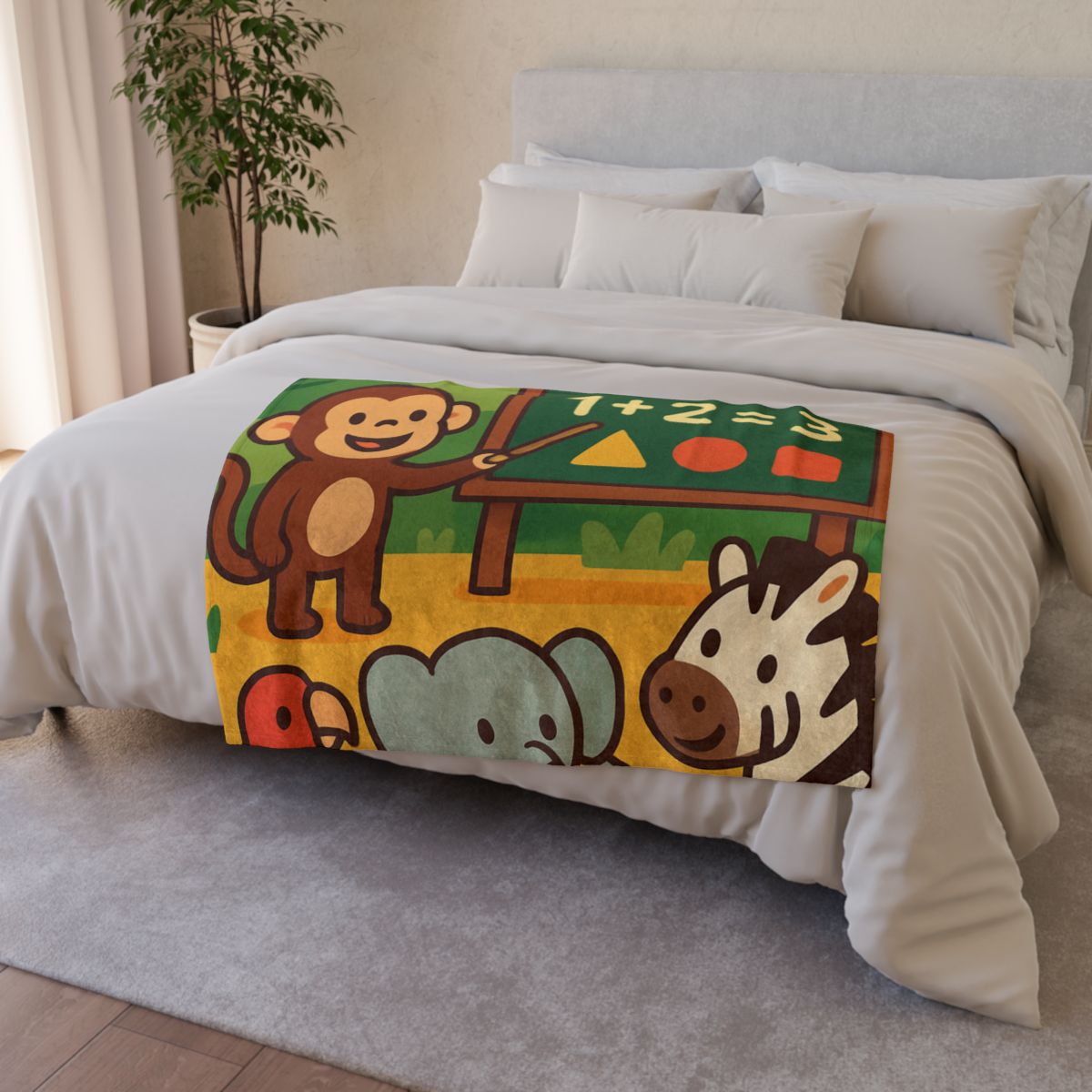 Jungle Math With Monkey And Friends trendy patterned blankets