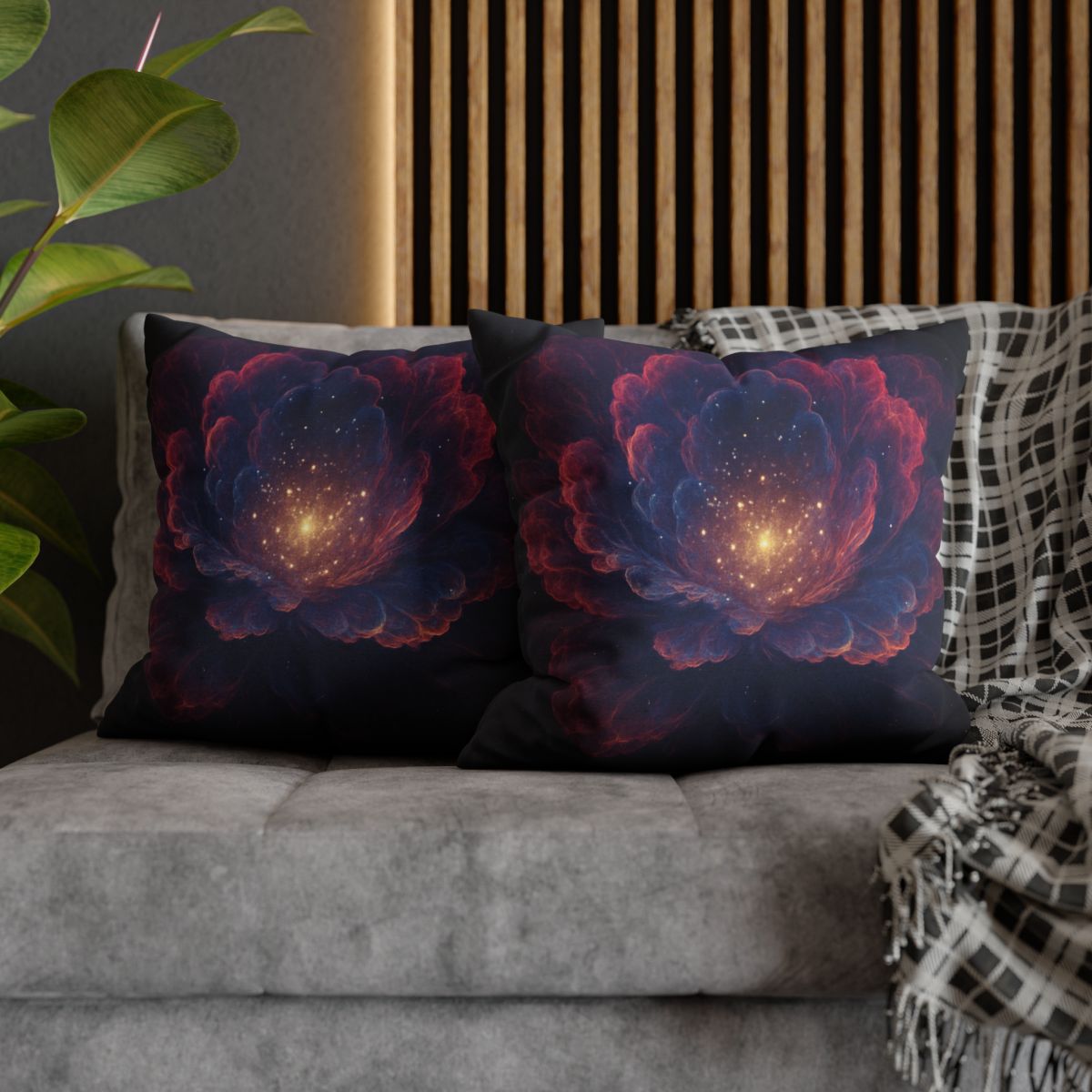 Fractal Nebula Bloom custom pillow cases