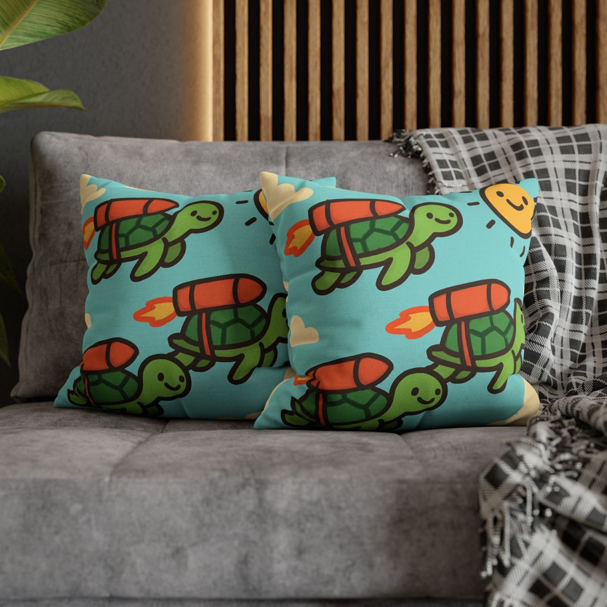 Rocket Powered Turtles comfortable bedding pillow covers
