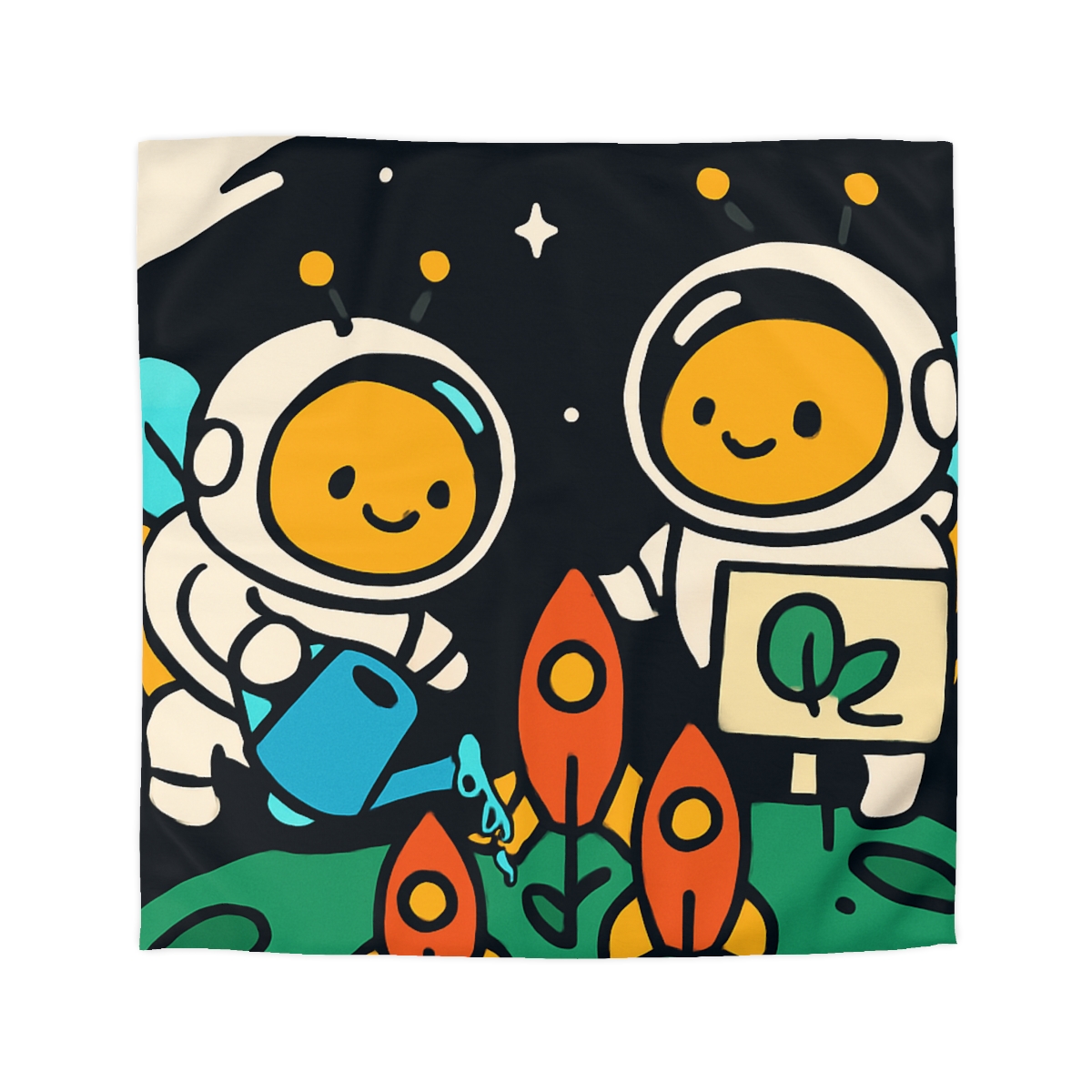 Rocket Garden Of The Bumblebee Astronauts soft comforter duvets
