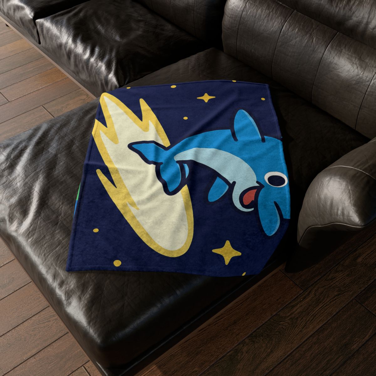 Cosmic Dolphin Comet Ride stylish throw blankets