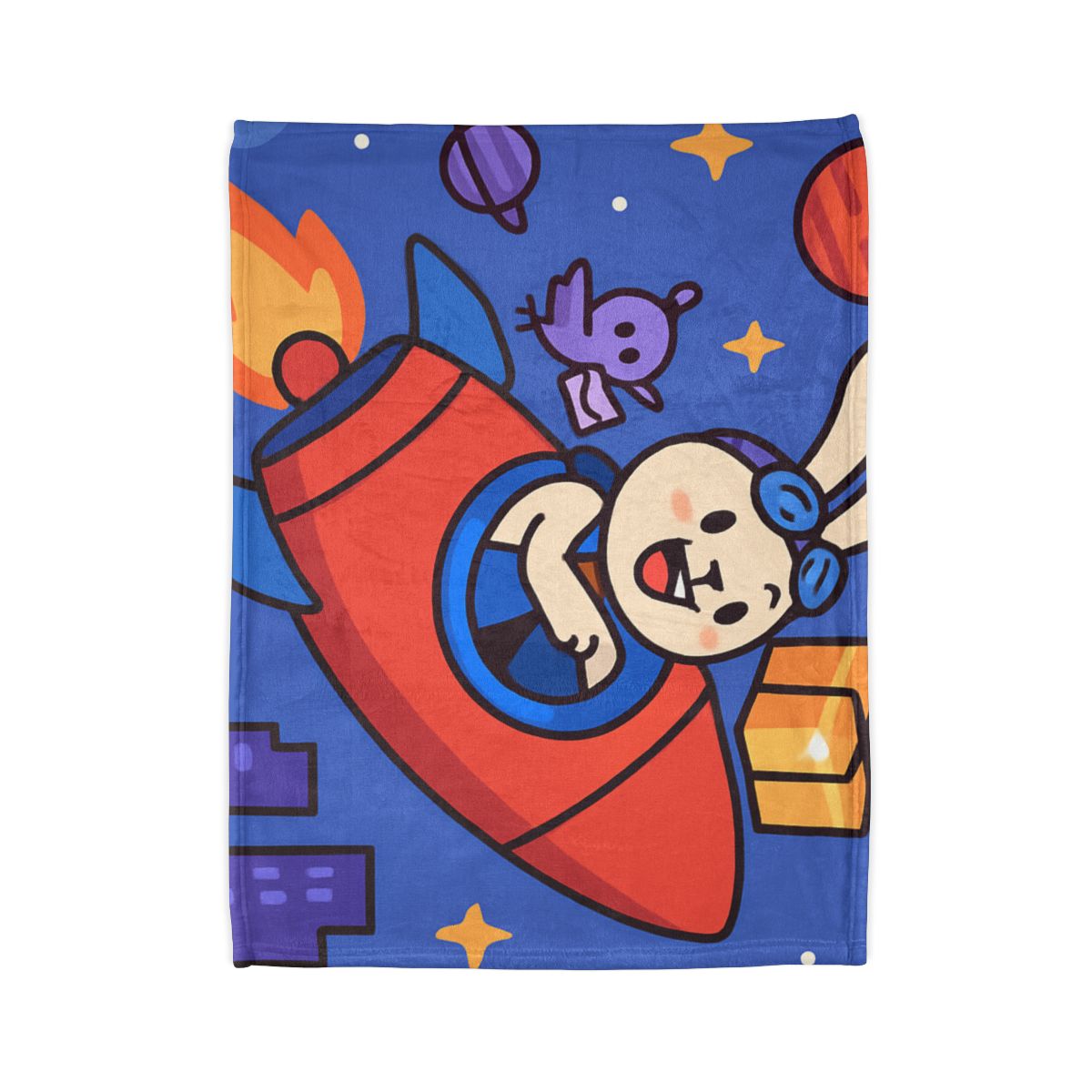 Rocket Rabbit Space Delivery personalized cozy blankets