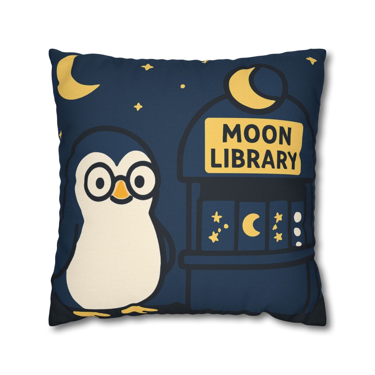 Moonlight Library Run By A Wise Penguin Astronomer designer print pillow cases