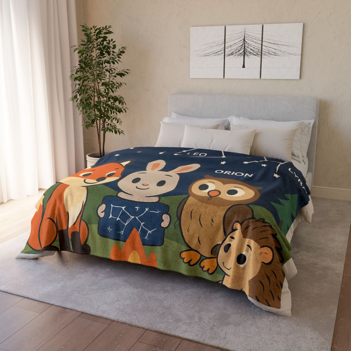 Constellation Campfire Critters stylish throw blankets