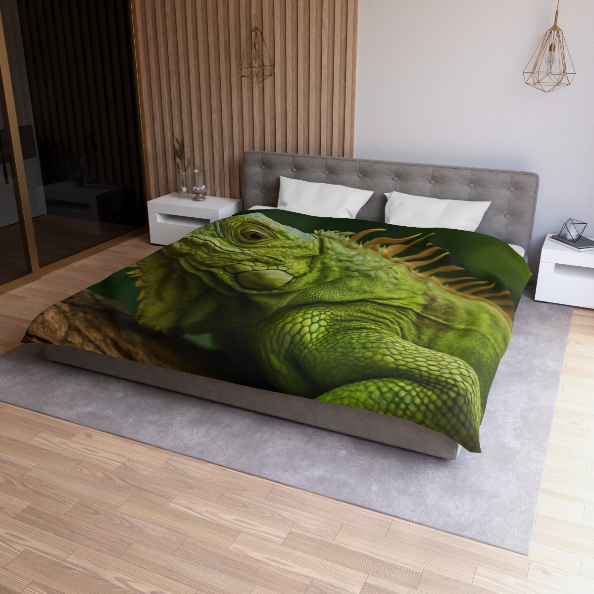 Verdant Gaze Green Iguana personalized bedding duvets