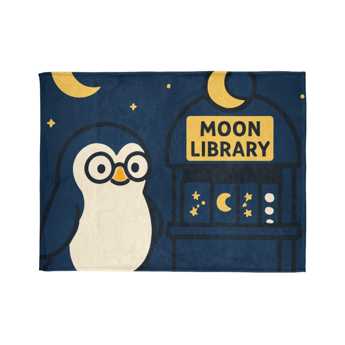 Moonlight Library Run By A Wise Penguin Astronomer personalized cozy blankets