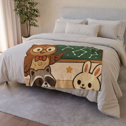 Comet Classroom Owl And The Star Map Chalkboard personalized cozy blankets