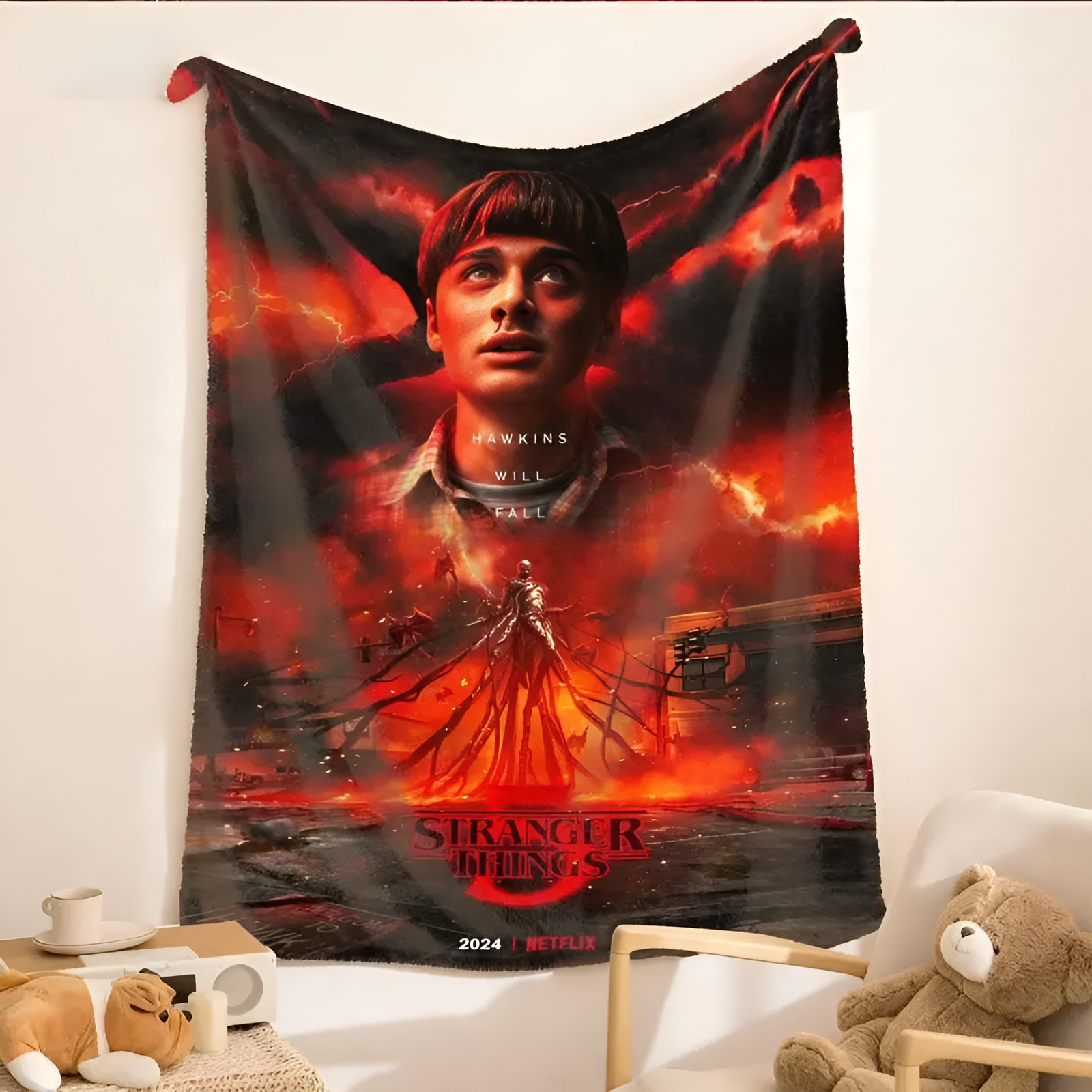 Stranger Things Season 5 Blanket Wrap Up the Final Battle – Stranger Things 5 Blanket, Where Courage Meets Comfort Super Soft Flannel Fleece,Christmas and Halloween Gifts Lightweight Cozy Plush for Sofa Couch Bed Travel.