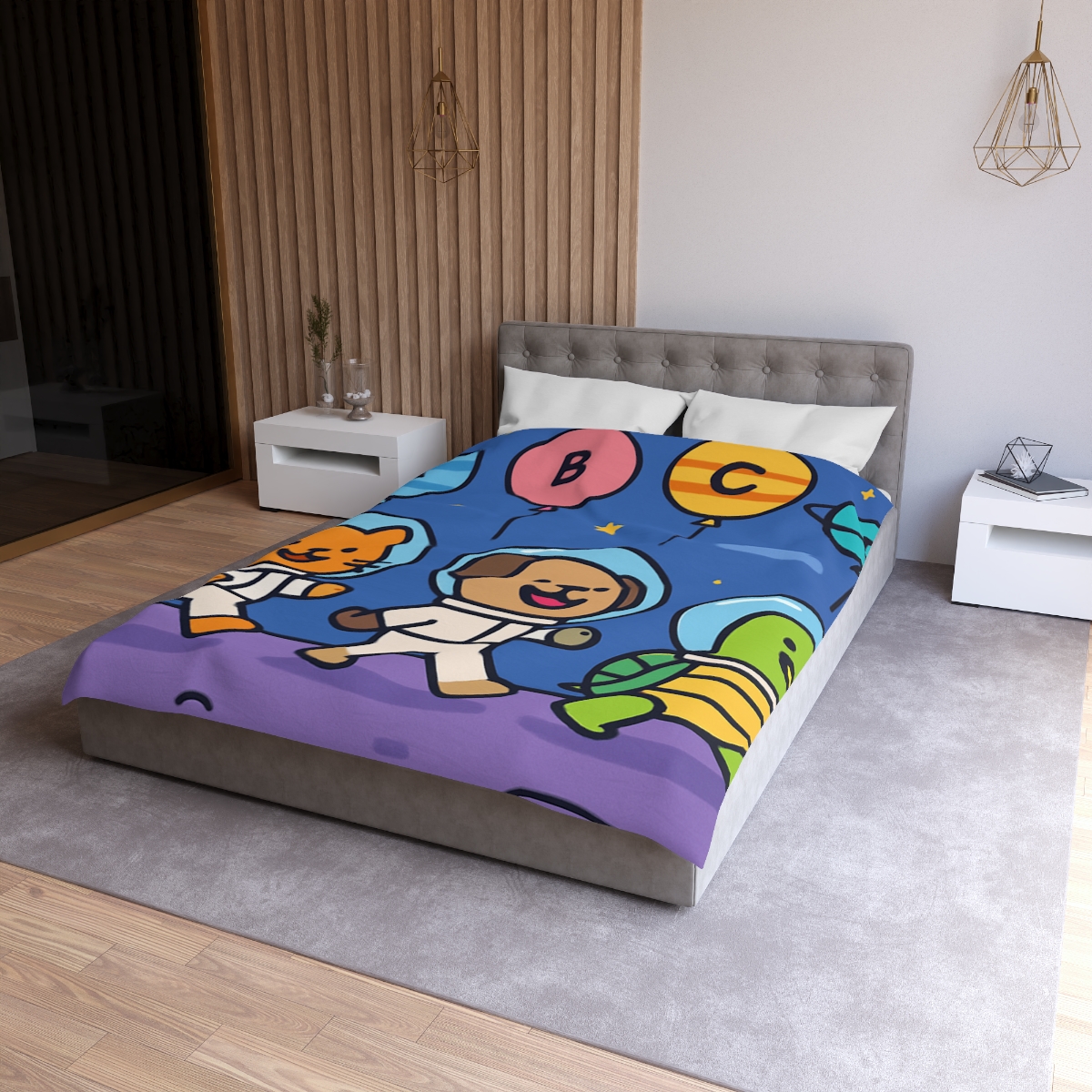 Planet Parade Of The Animal Astronauts designer printed duvets