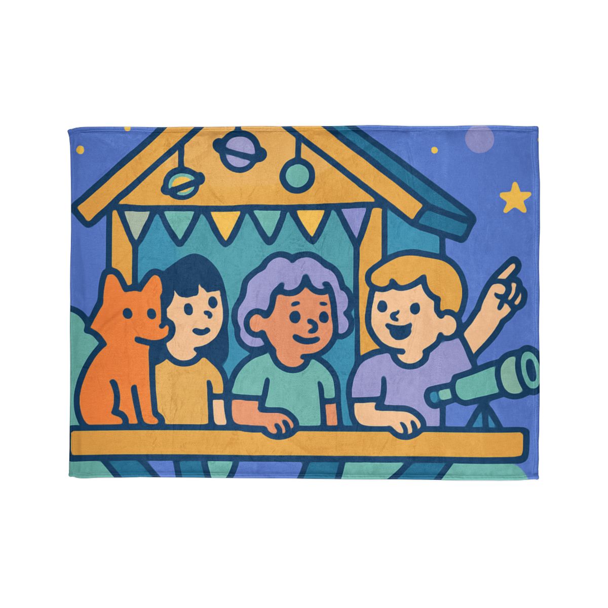 Galaxy Treehouse Explorers personalized cozy blankets