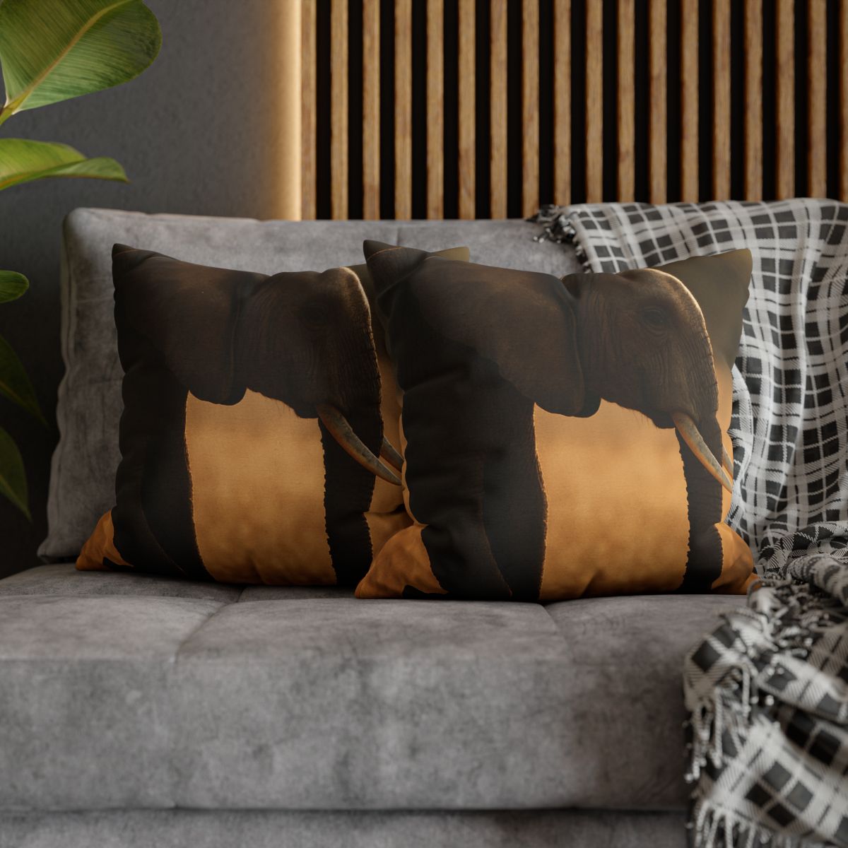 Gilded Horizon African Elephant soft cotton pillow cases