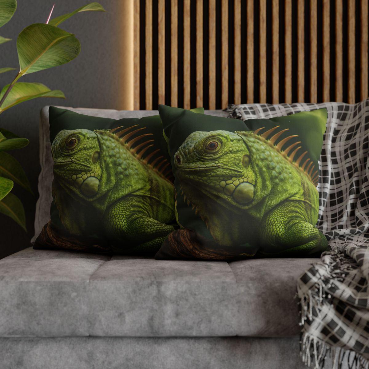 Verdant Gaze Green Iguana soft cotton pillow cases