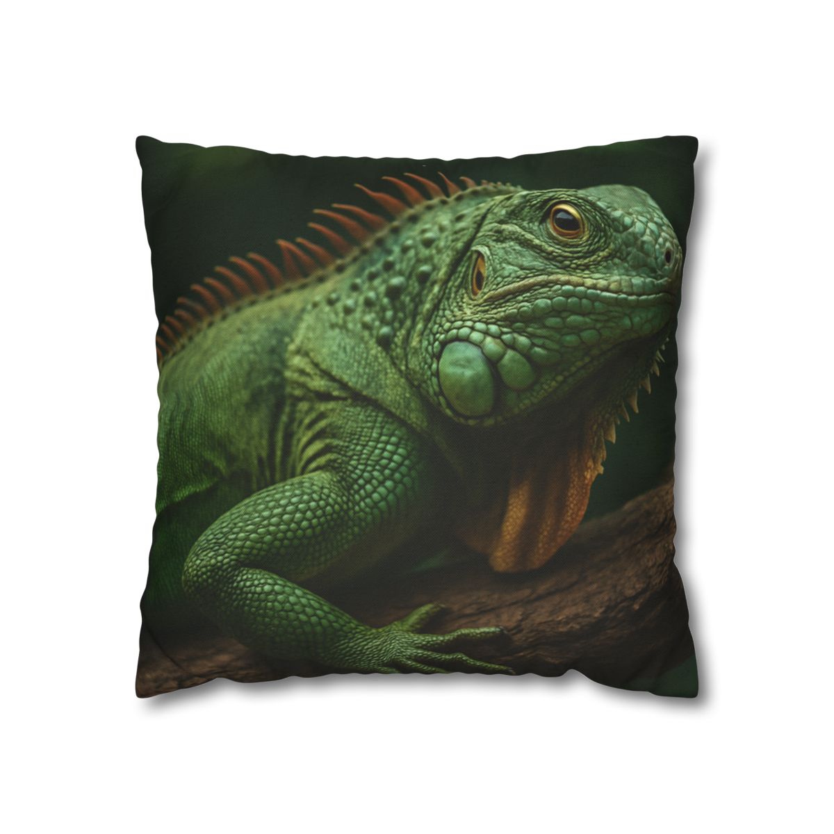 Sunlit Perch Green Iguana designer print pillow cases