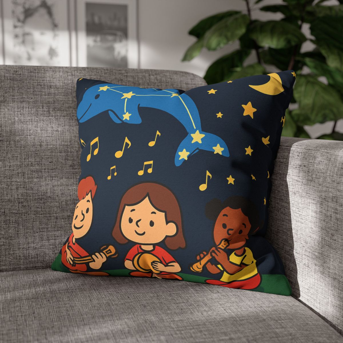 Starlight Orchestra Of The Dolphin Constellation designer print pillow cases