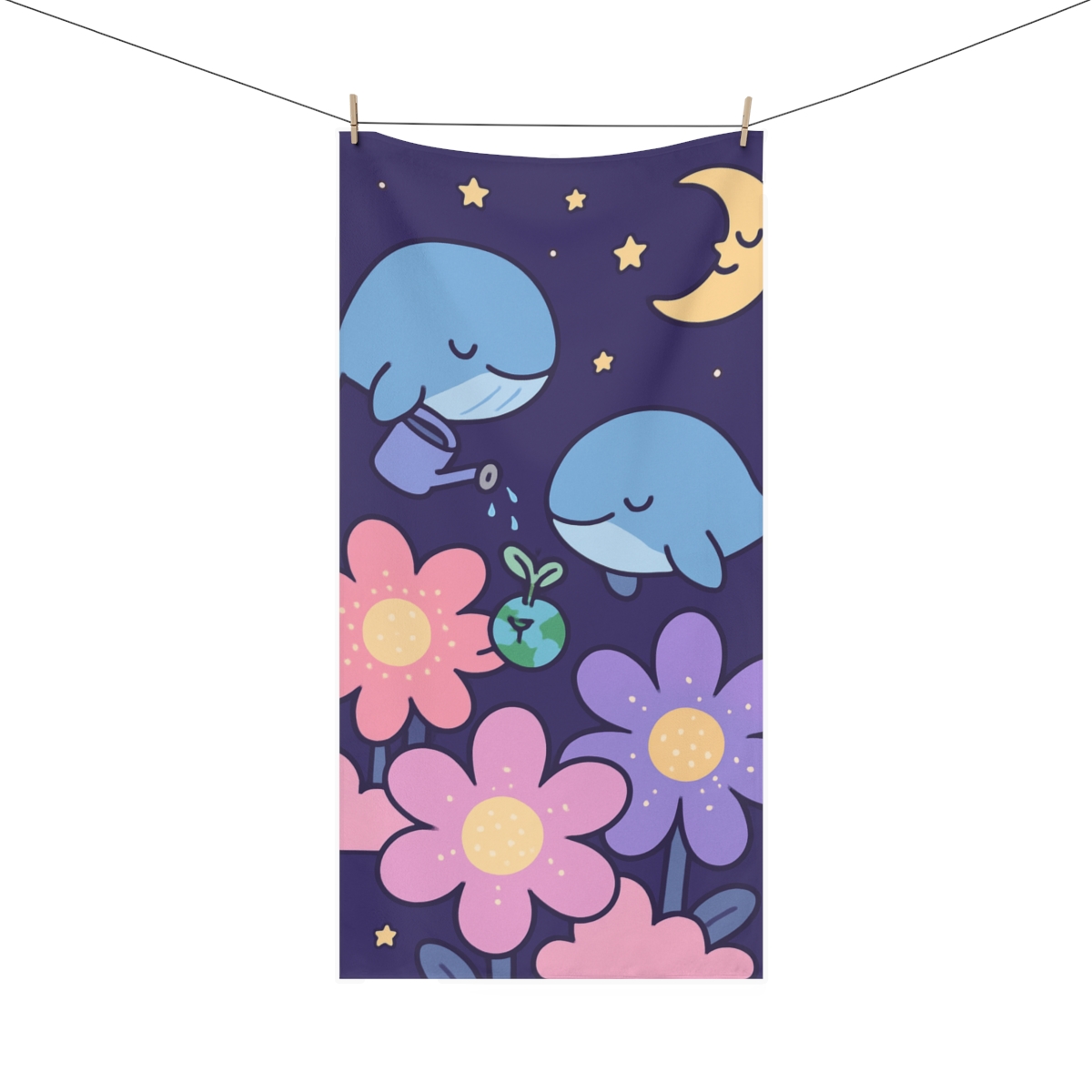 Galaxy Garden Of The Floating Whales designer printed towels