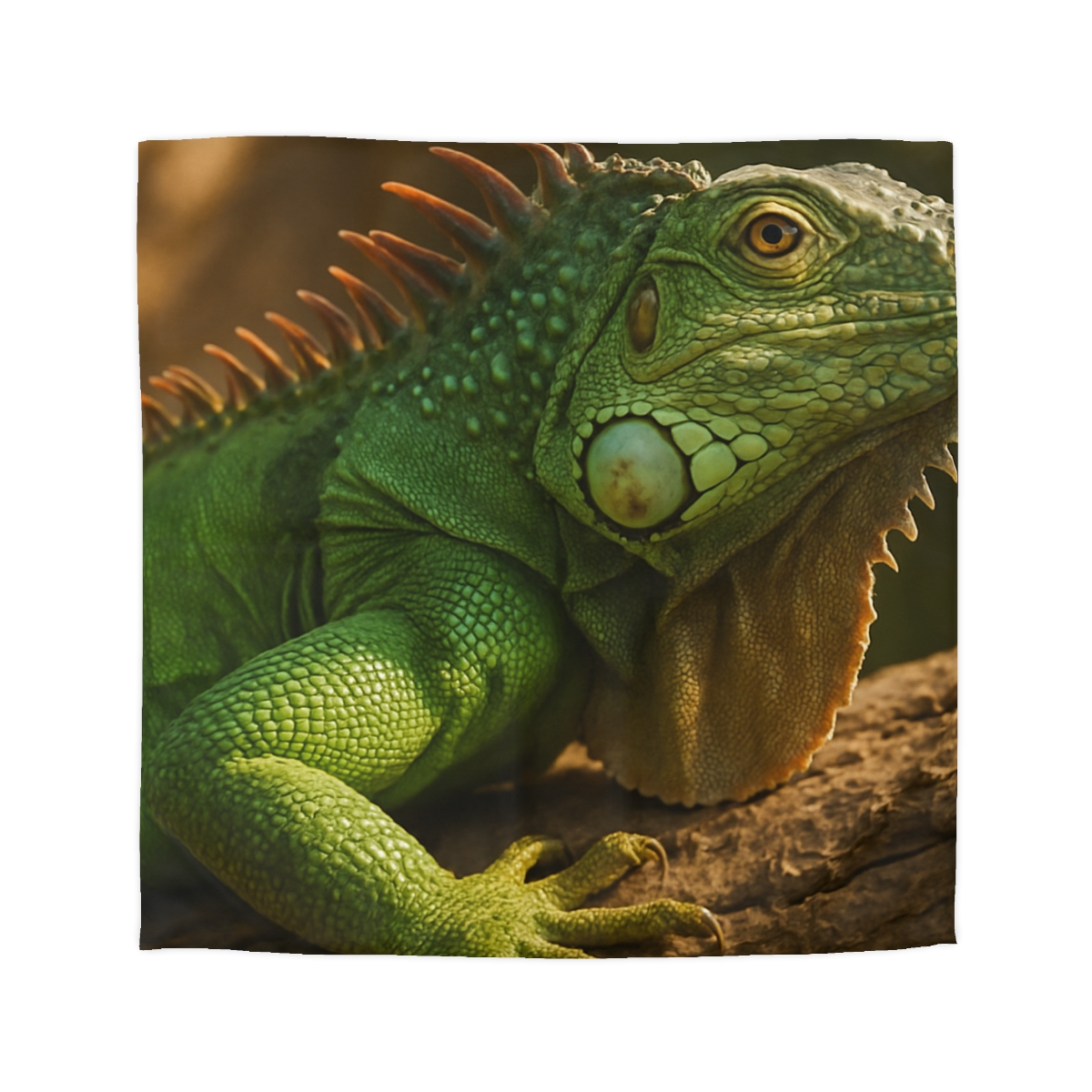 Sunlit Perch Green Iguana custom duvets