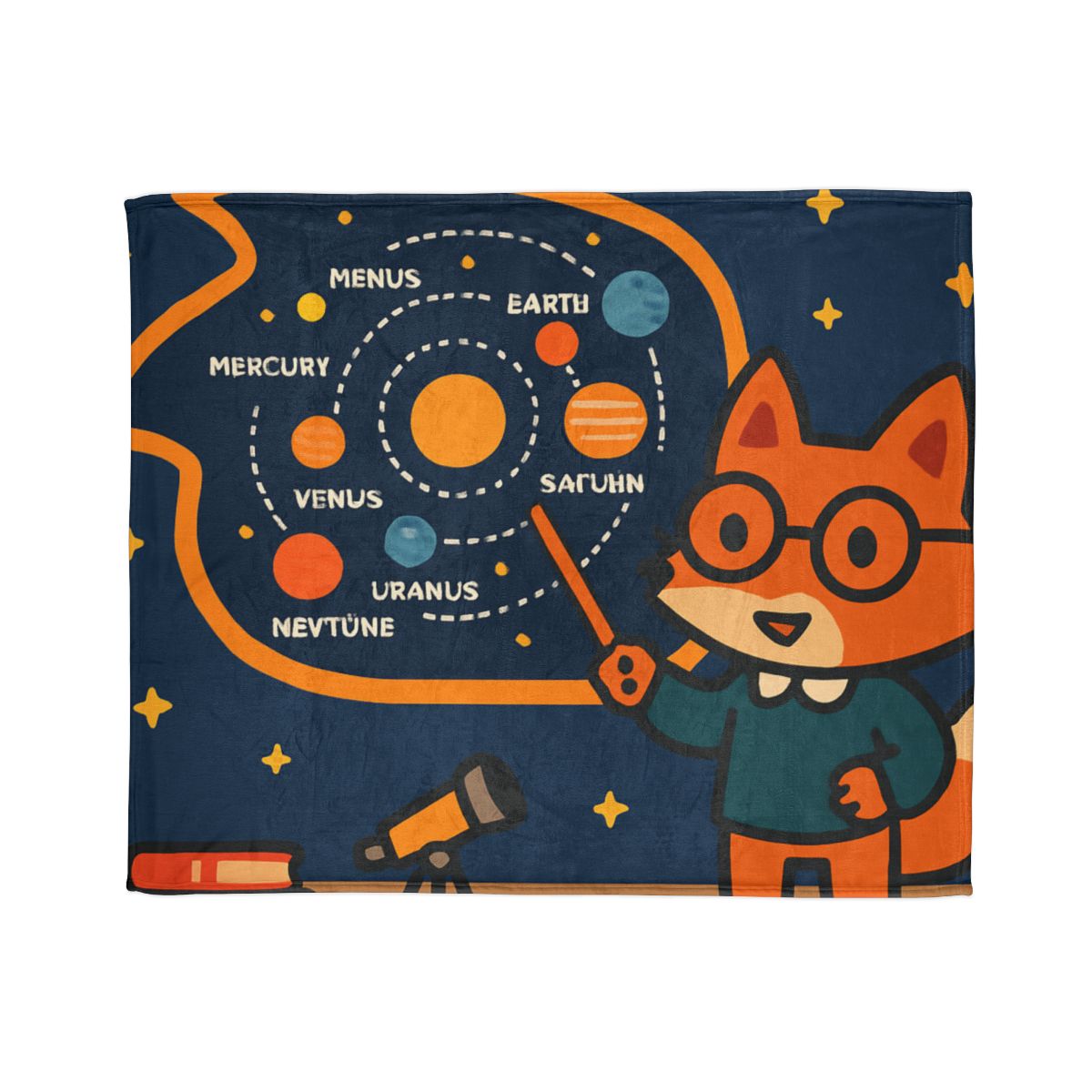 Comet Classroom With Star Map Fox personalized cozy blankets