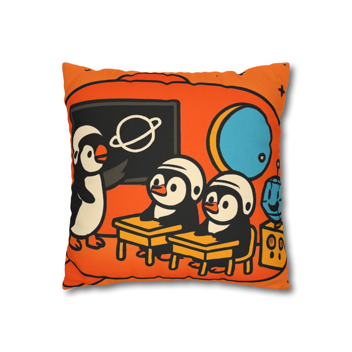 Rocket Classroom With Penguin Pilots stylish decorative pillowcases