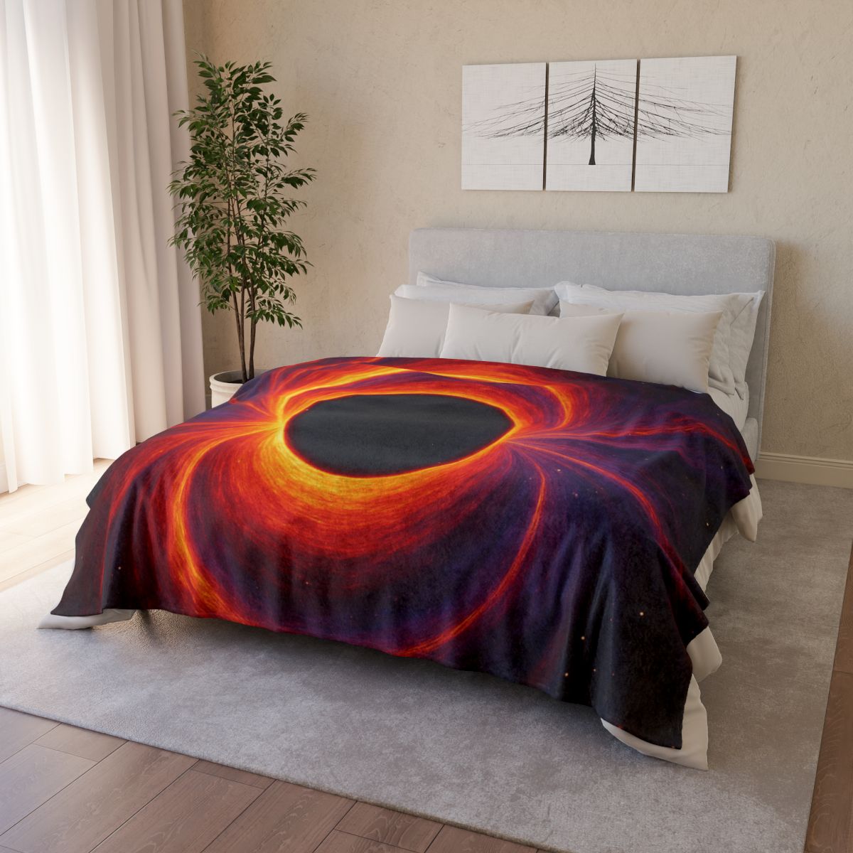 Gravitational Halo Bloom stylish throw blankets
