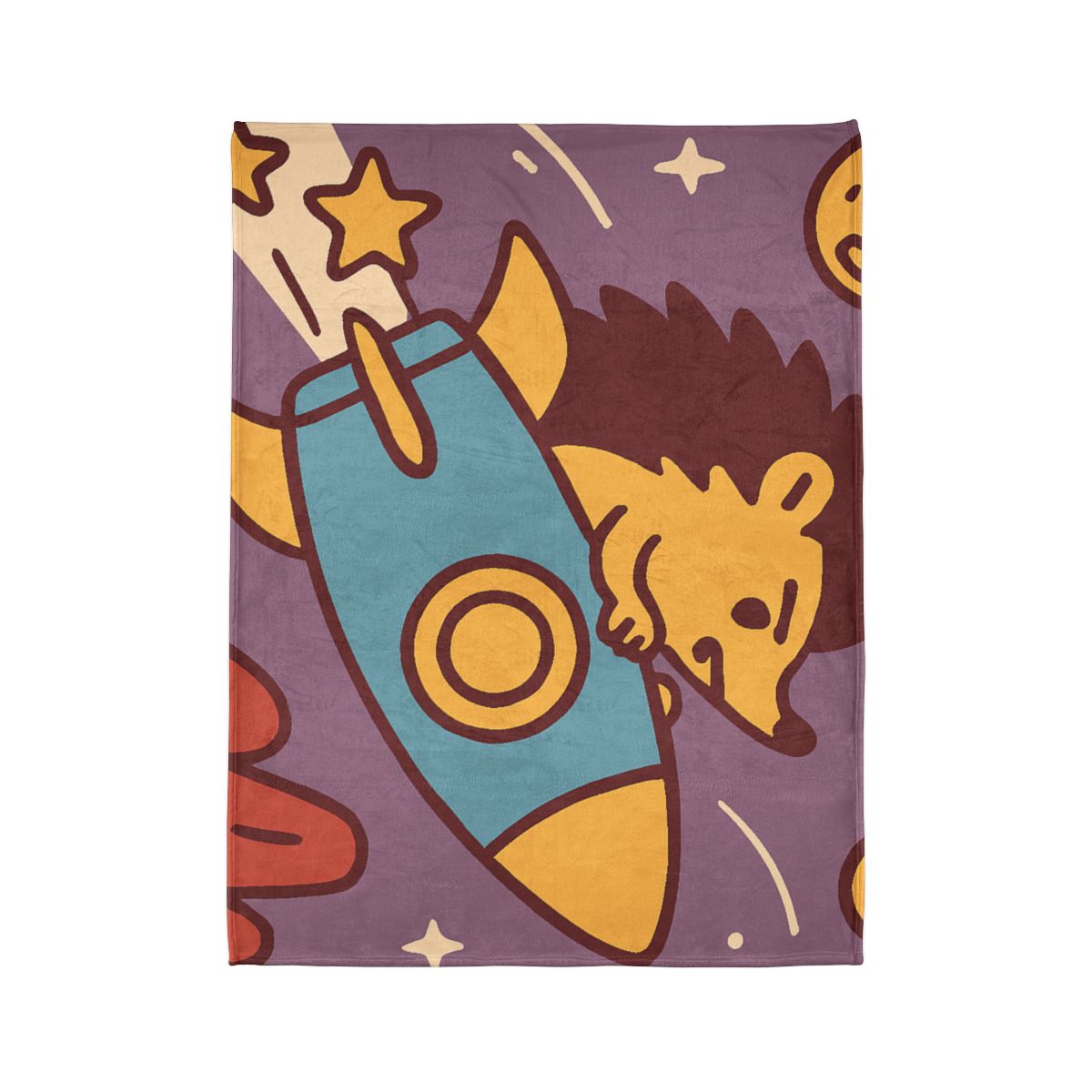 Rocket-Riding Hedgehog personalized cozy blankets