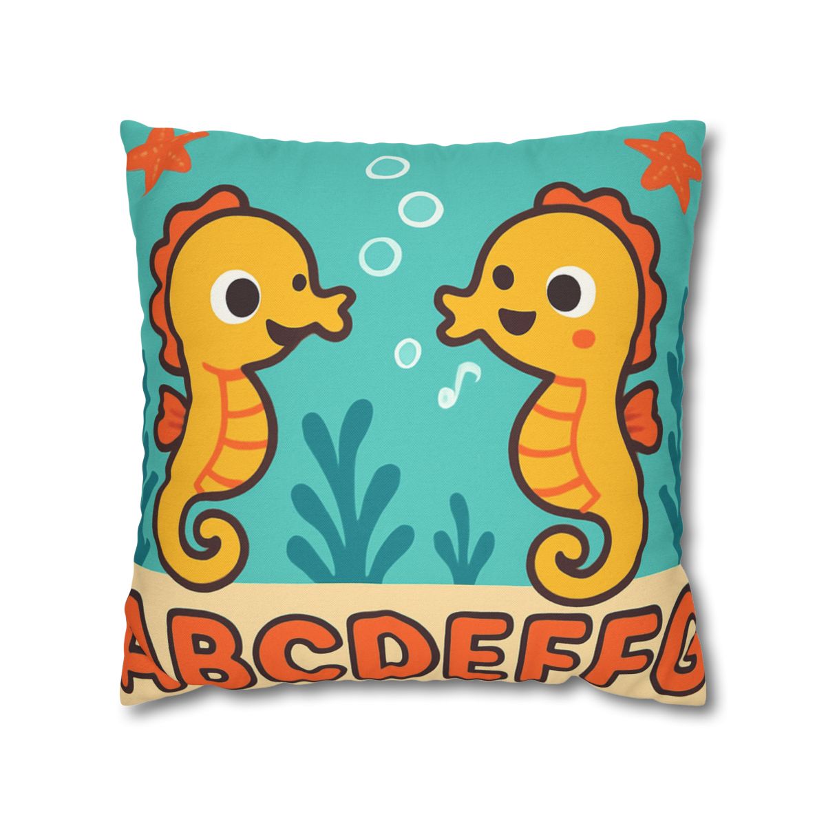 Underwater Alphabet Reef With Singing Seahorses personalized pillow covers