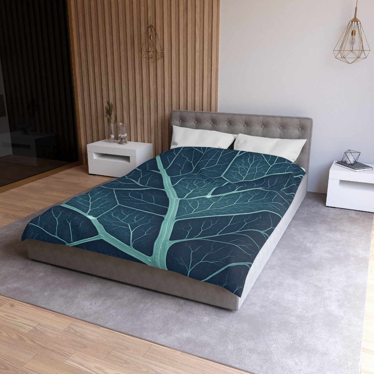 Leaf Vein Circuit Map designer printed duvets