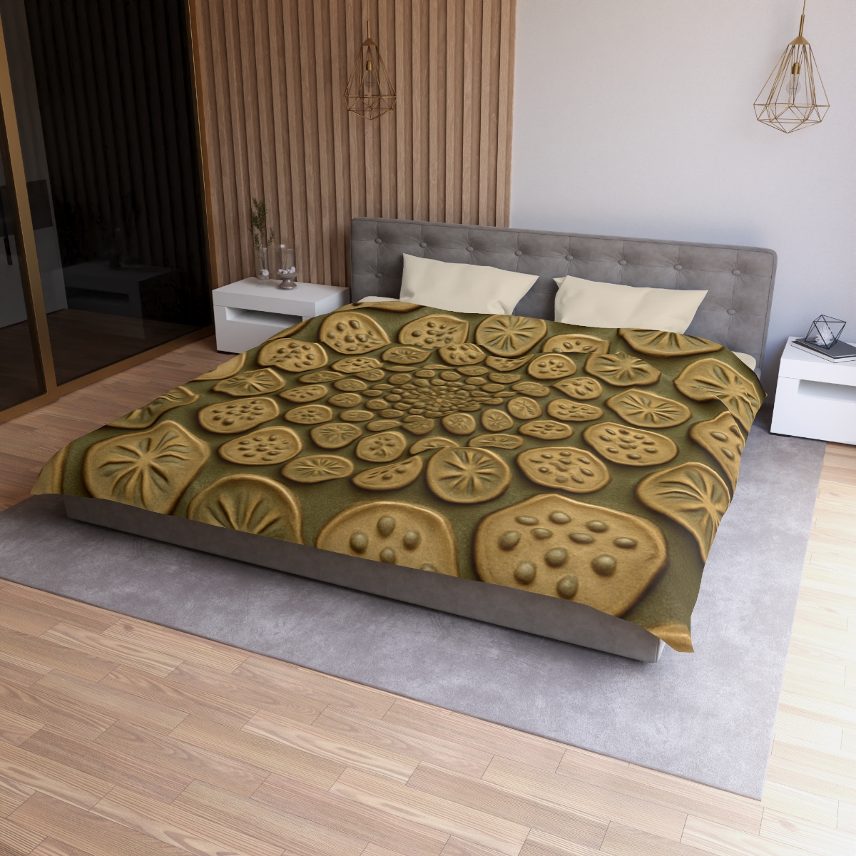 Seed Pod Micro Spiral Array designer printed duvets