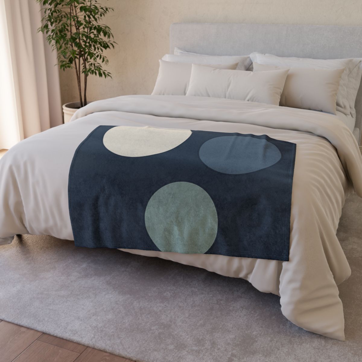 Staggered Circle Trio designer printed blankets
