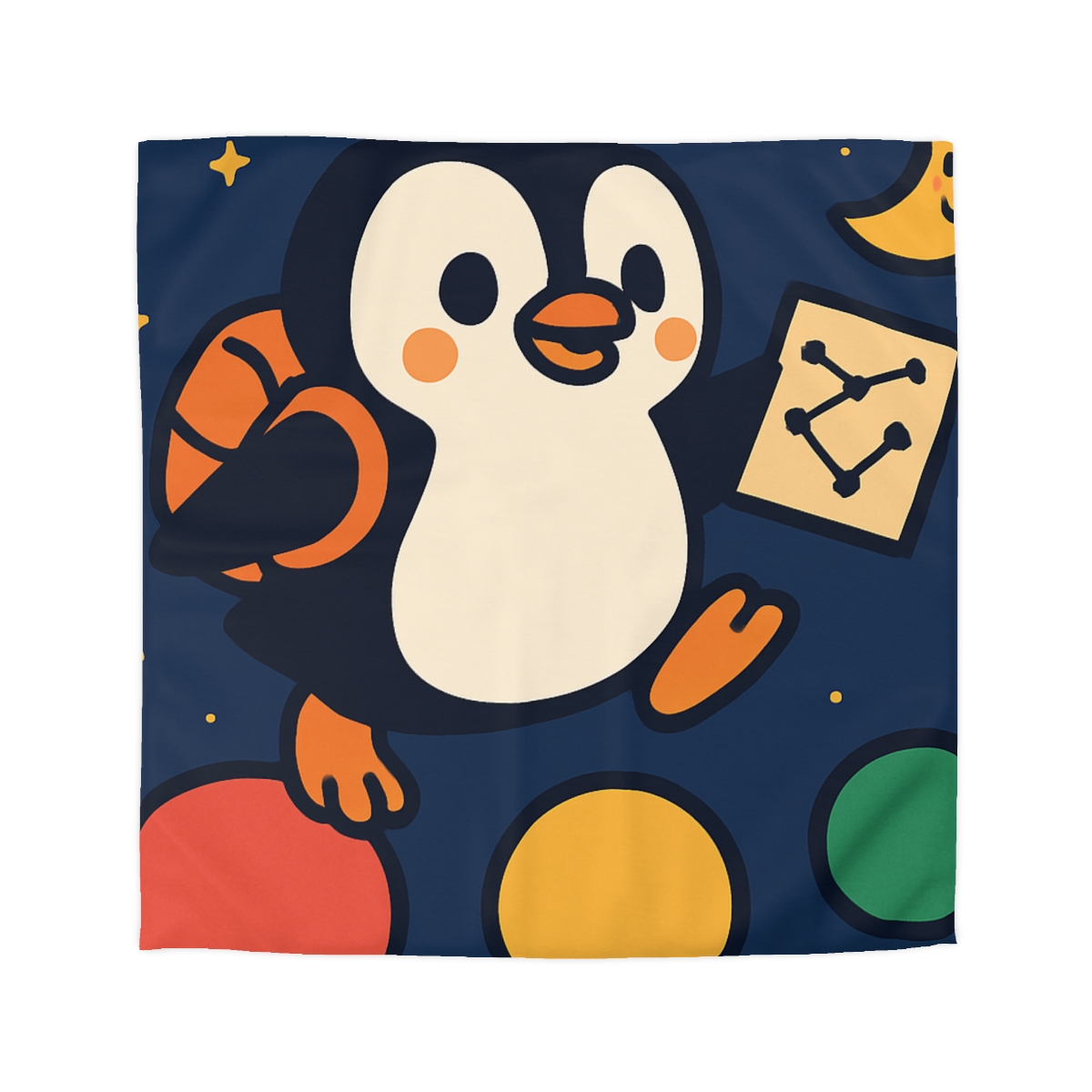 Planet Hopping Penguin Explorer unique patterned duvets