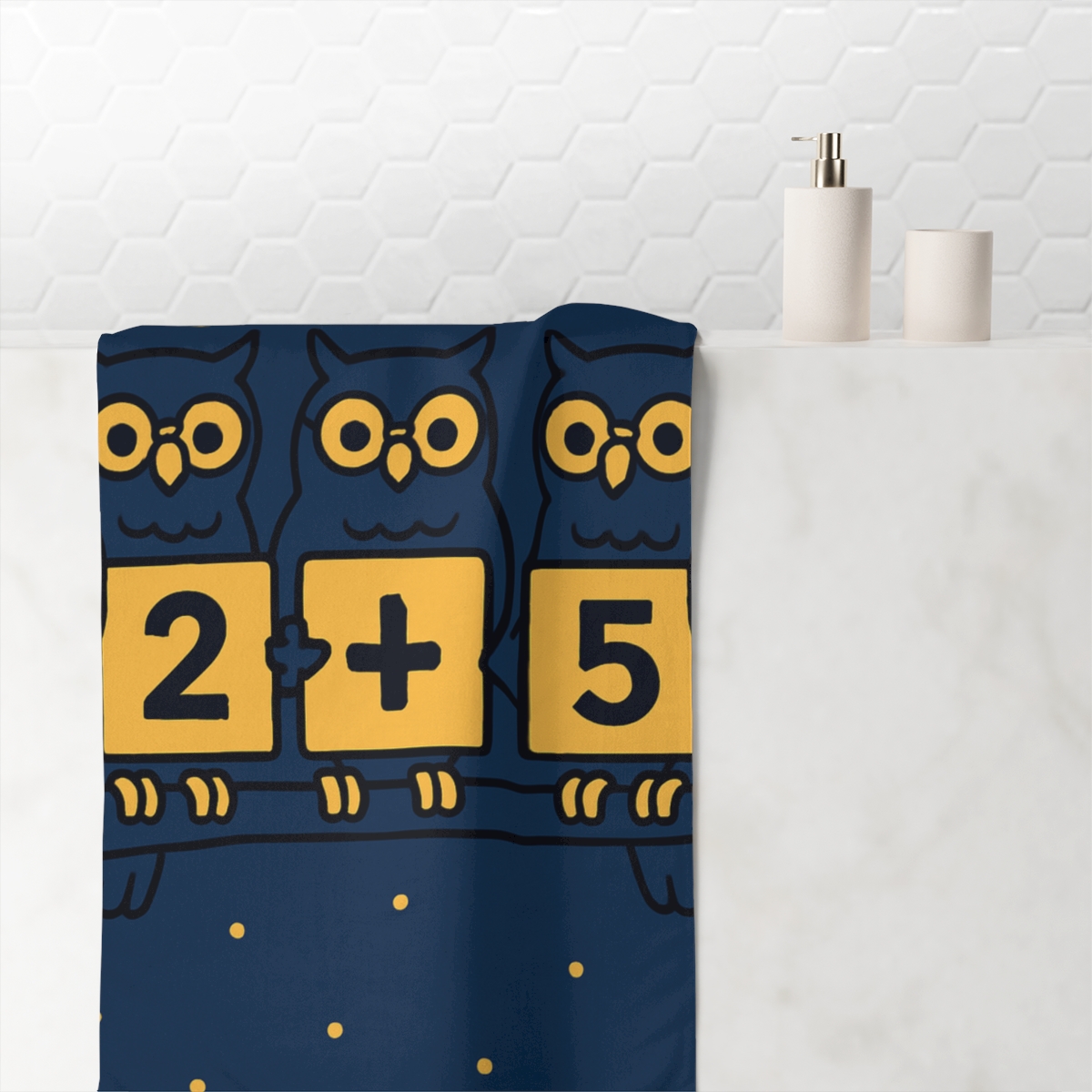 Moonlight Math With Owls trendy hand towels