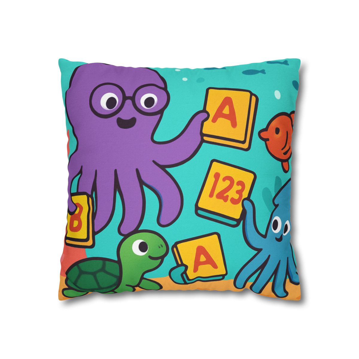 Octopus Librarian In Coral Reef School custom pillow cases