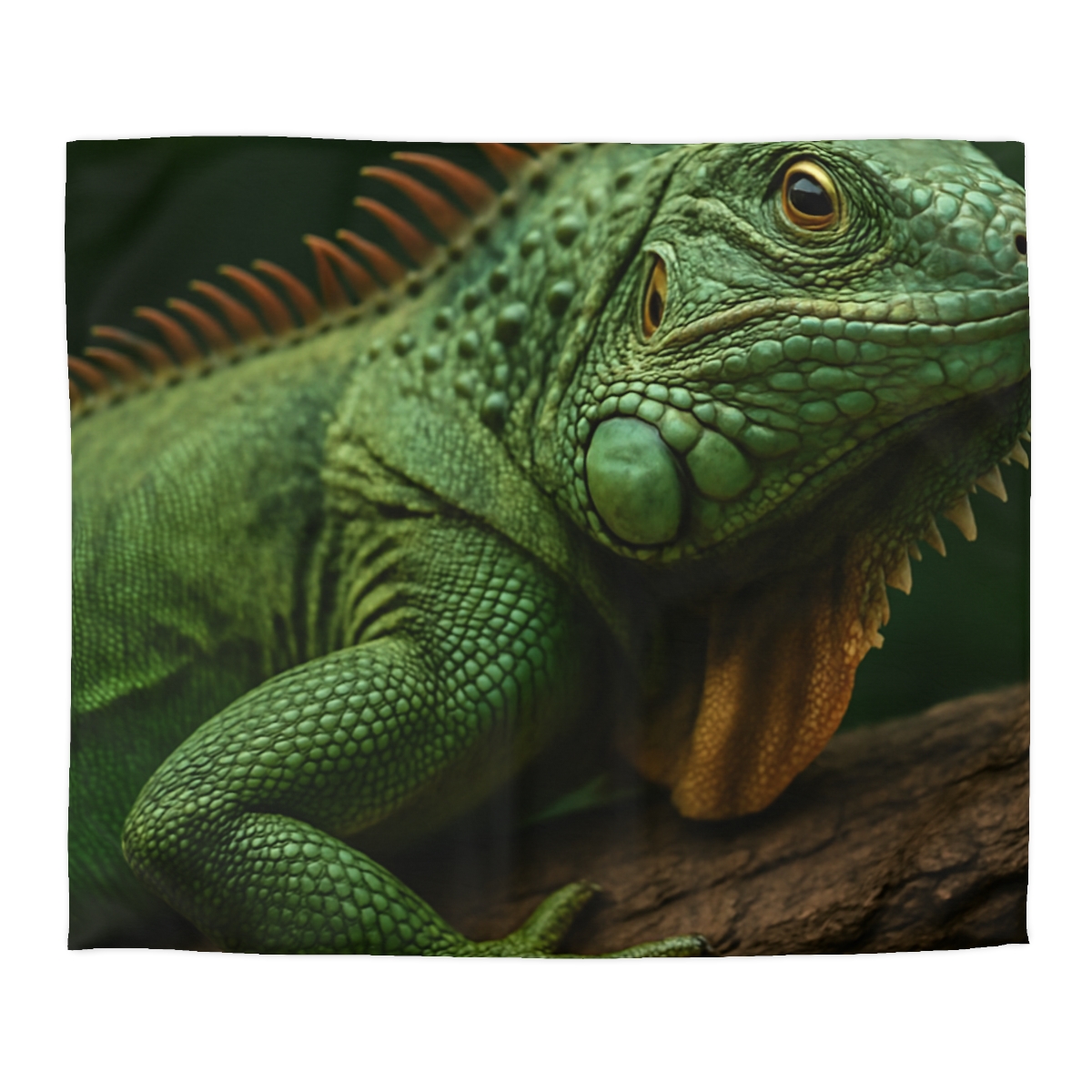 Sunlit Perch Green Iguana unique patterned duvets