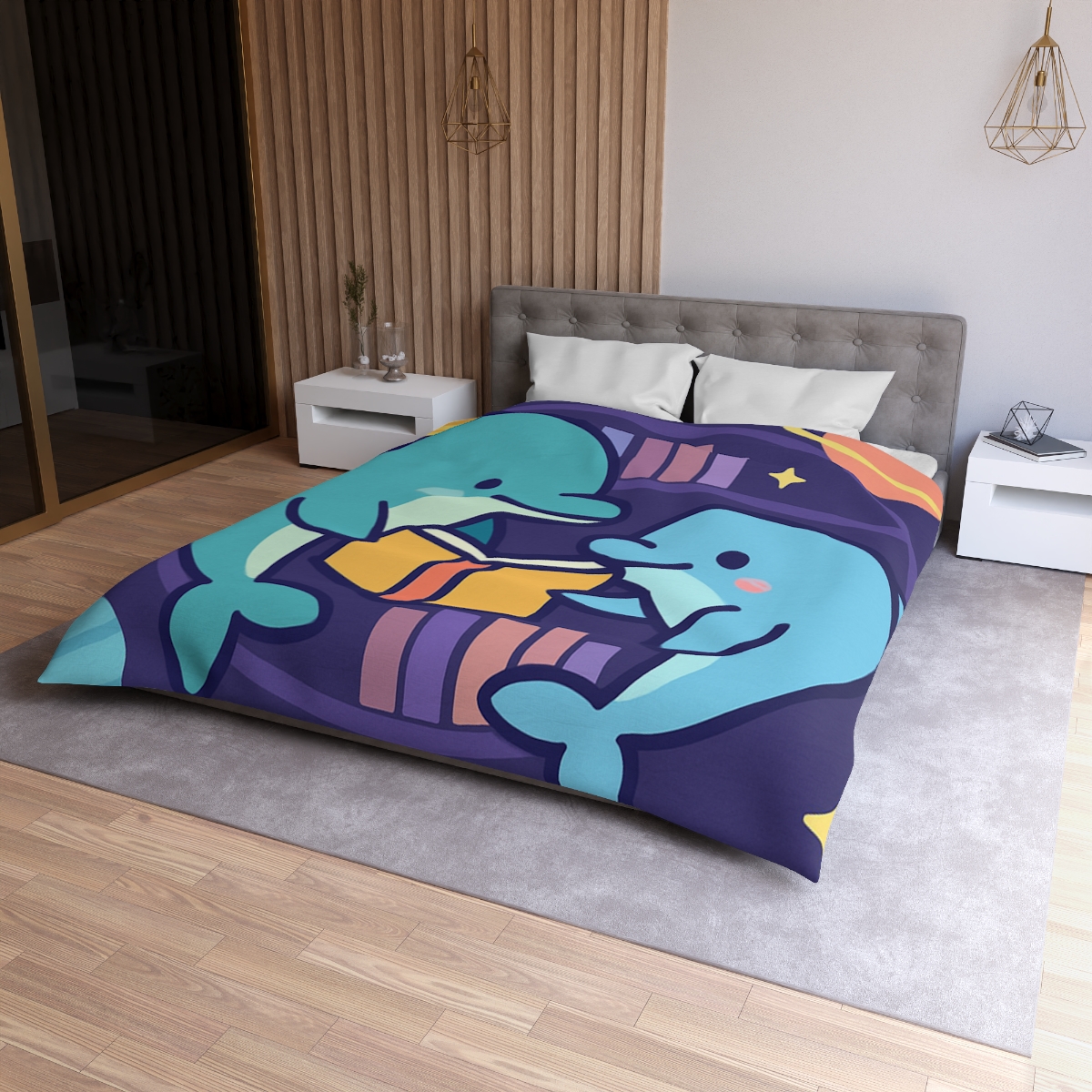 Nebula Library Dolphins personalized bedding duvets