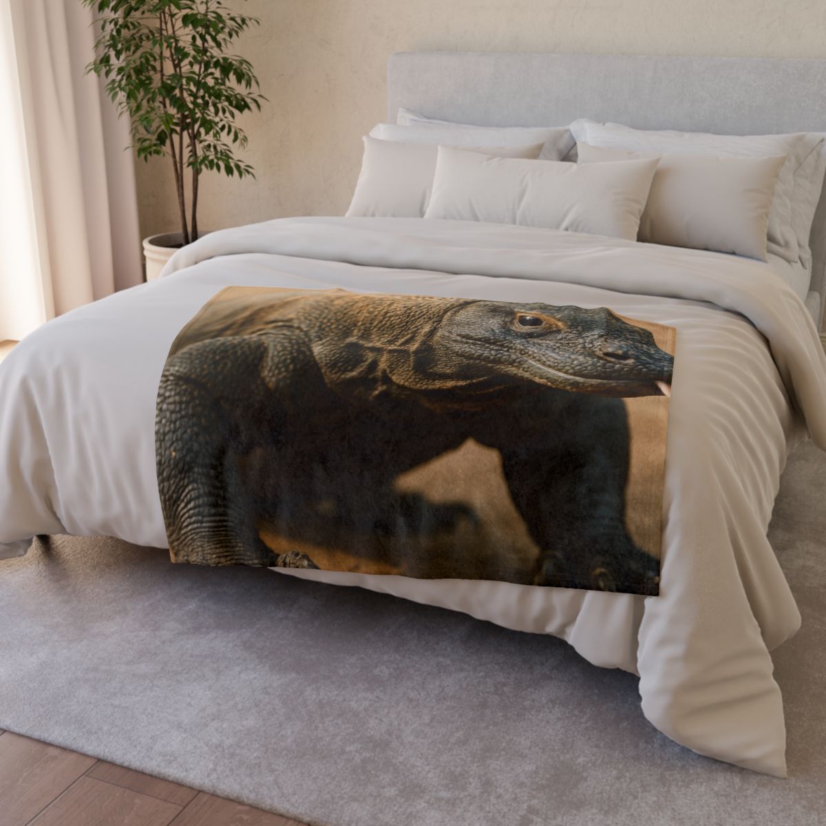 Ancient Sentinel Komodo Dragon custom blankets