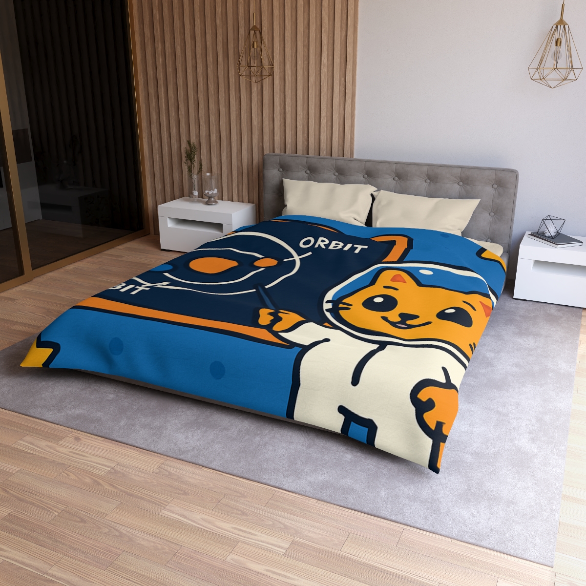 Comet Classroom Cat And The Orbit Chalkboard unique patterned duvets