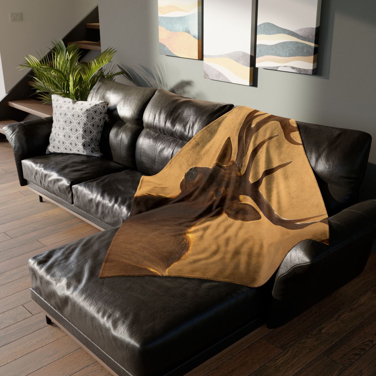 Antler Crown Mountain Elk personalized cozy blankets