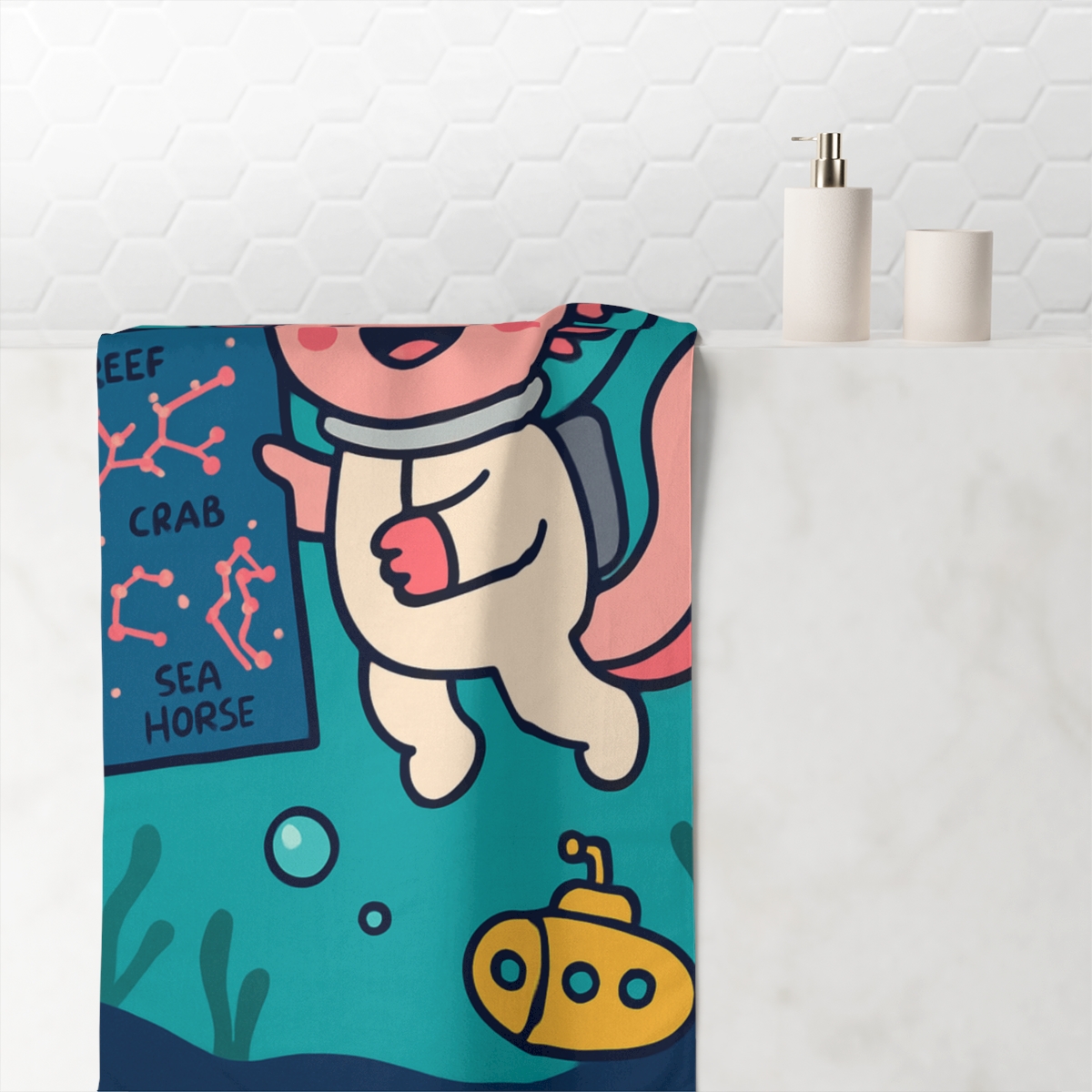 Luna The Axolotl Maps The Coral Constellations trendy hand towels