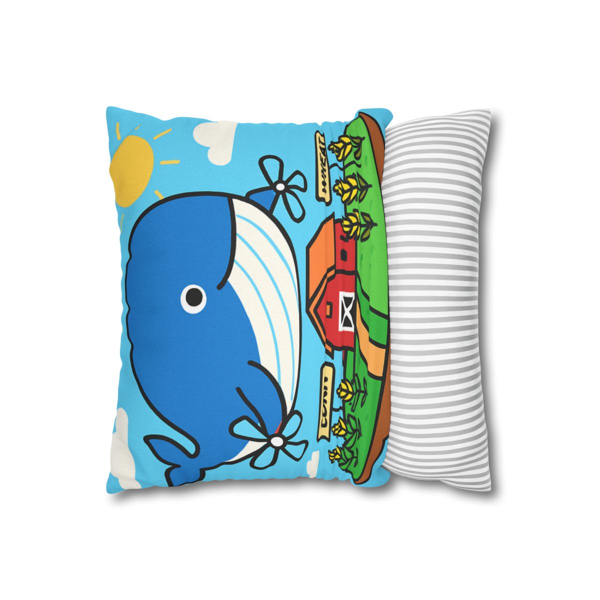 Windmill Whale Above The Floating Farm trendy patterned pillow cases