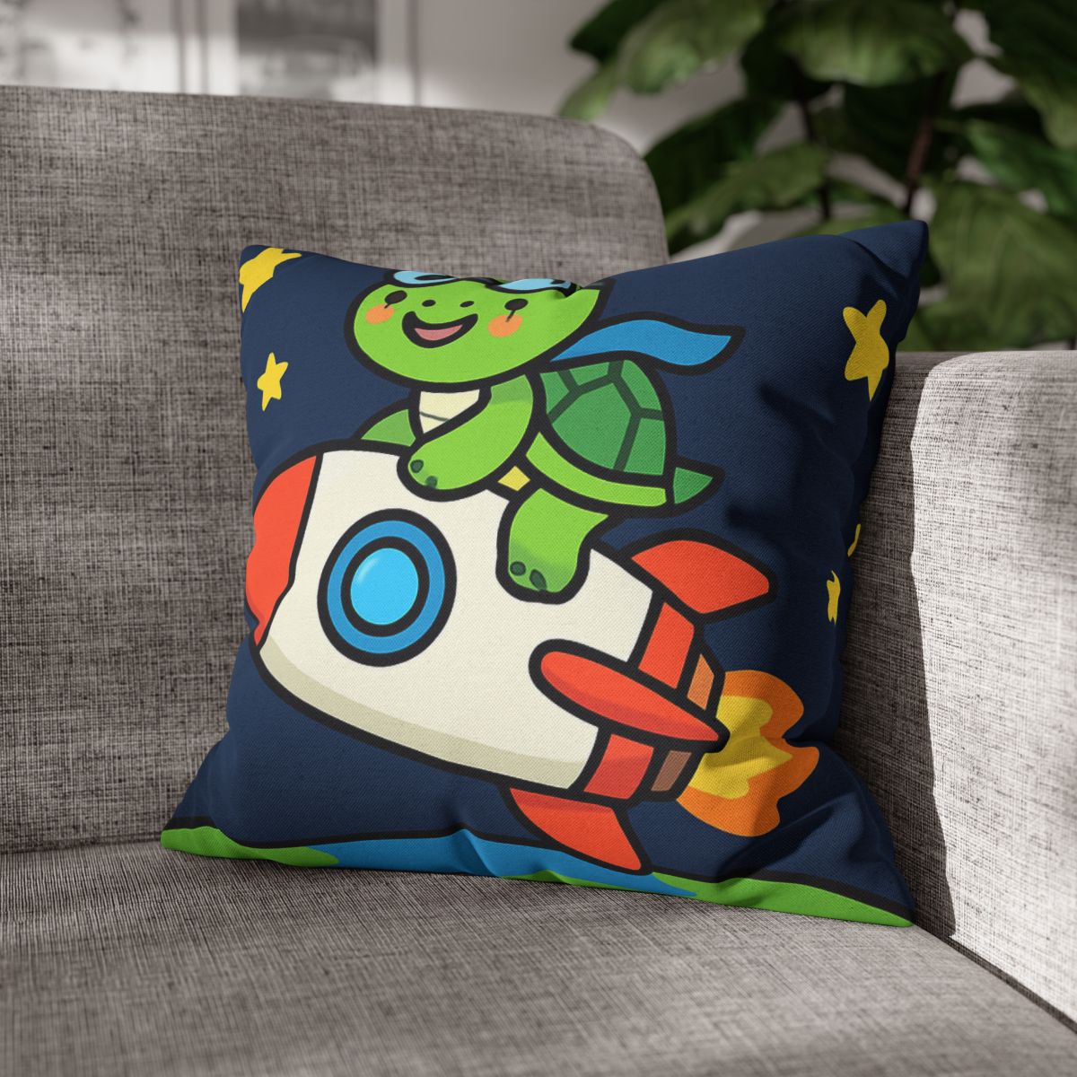 Rocket Riding Turtle To The Moon custom pillow cases