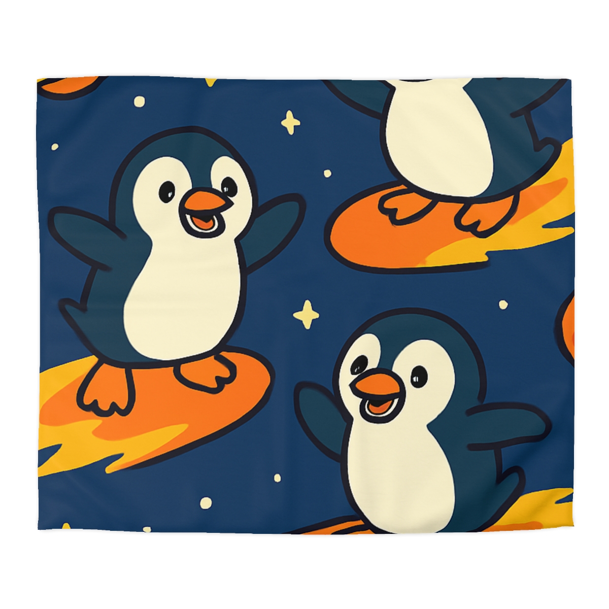 Comet Surfing Penguin Patrol trendy bedroom duvets
