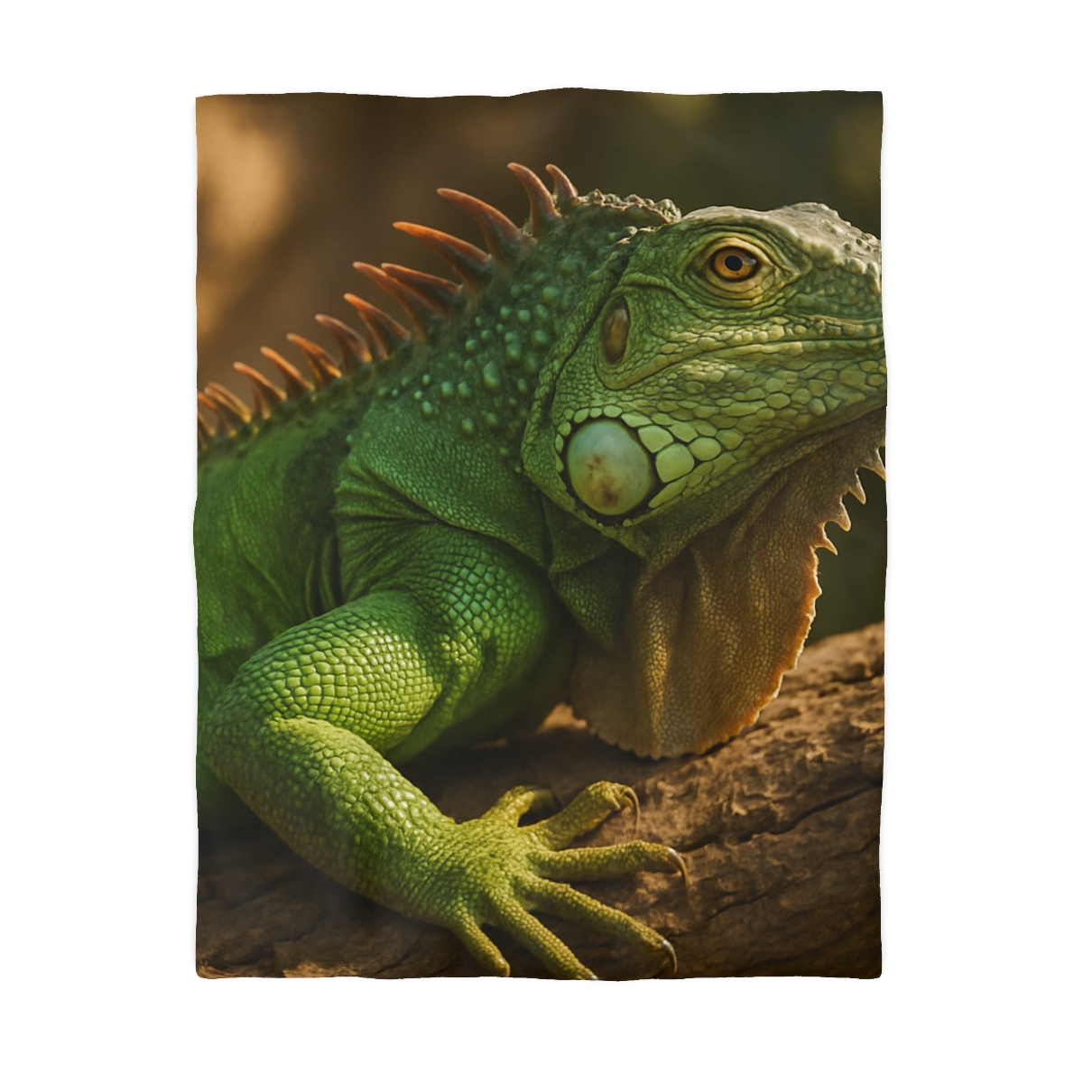Sunlit Perch Green Iguana custom duvets
