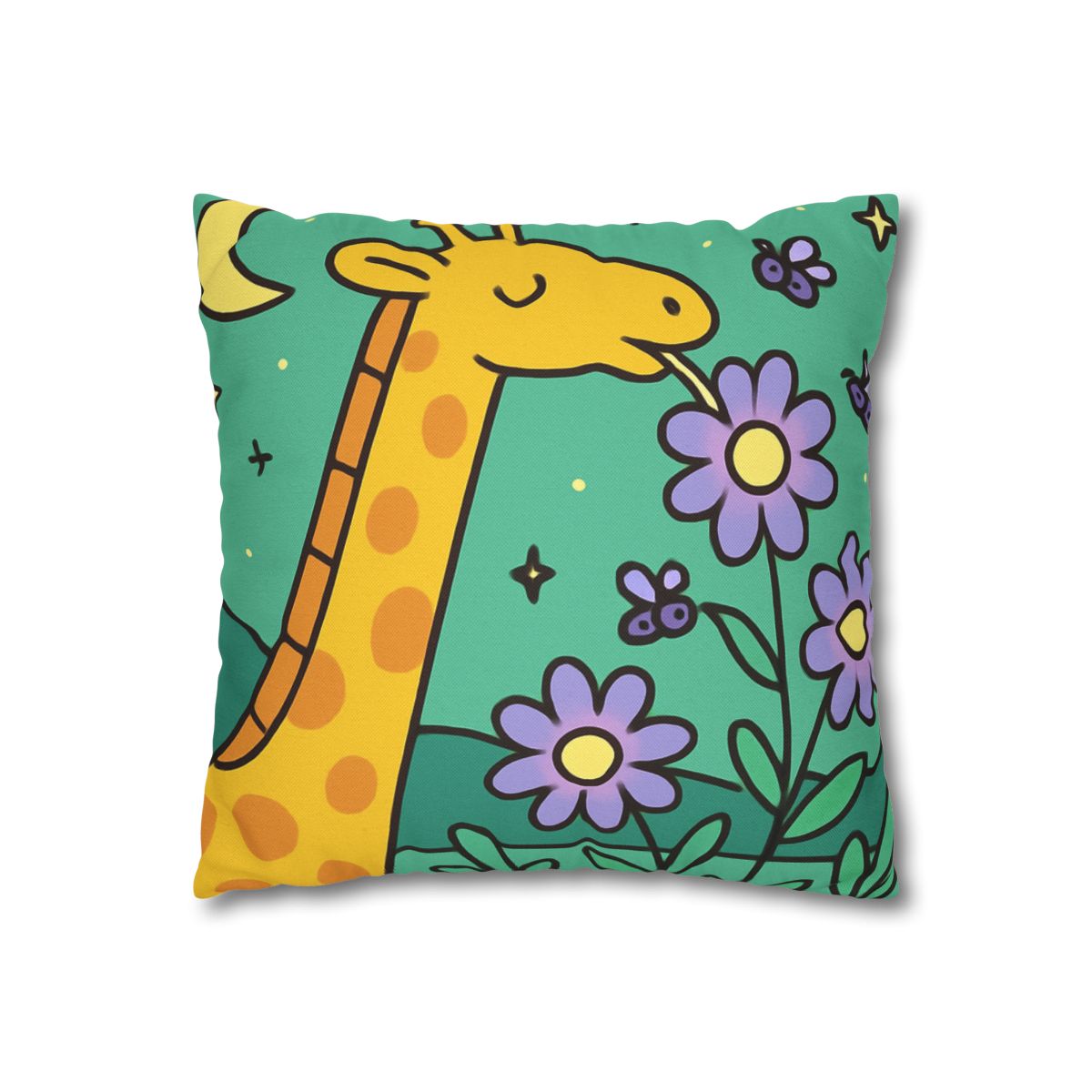 Galactic Garden Giraffe designer print pillow cases
