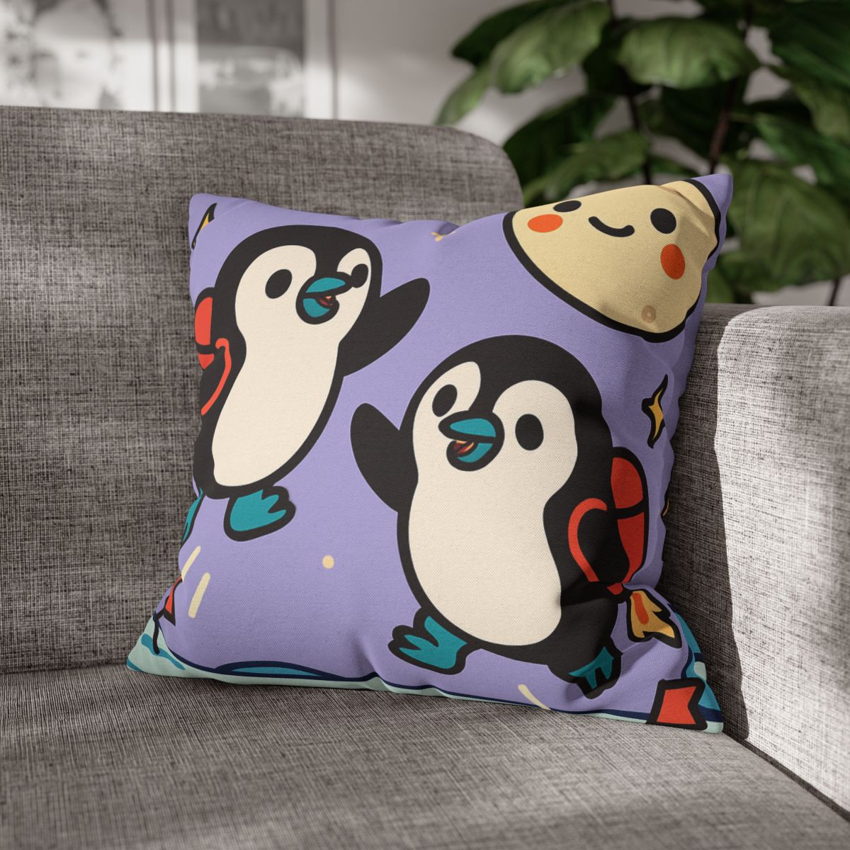 Rocket Penguin Explorers soft cotton pillow cases
