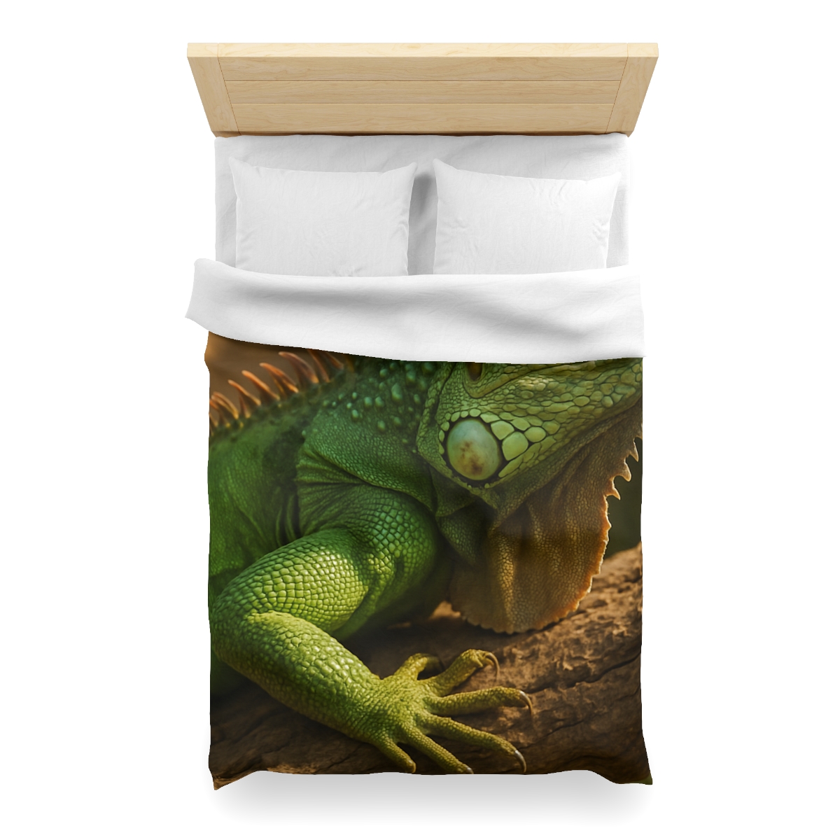 Sunlit Perch Green Iguana custom duvets