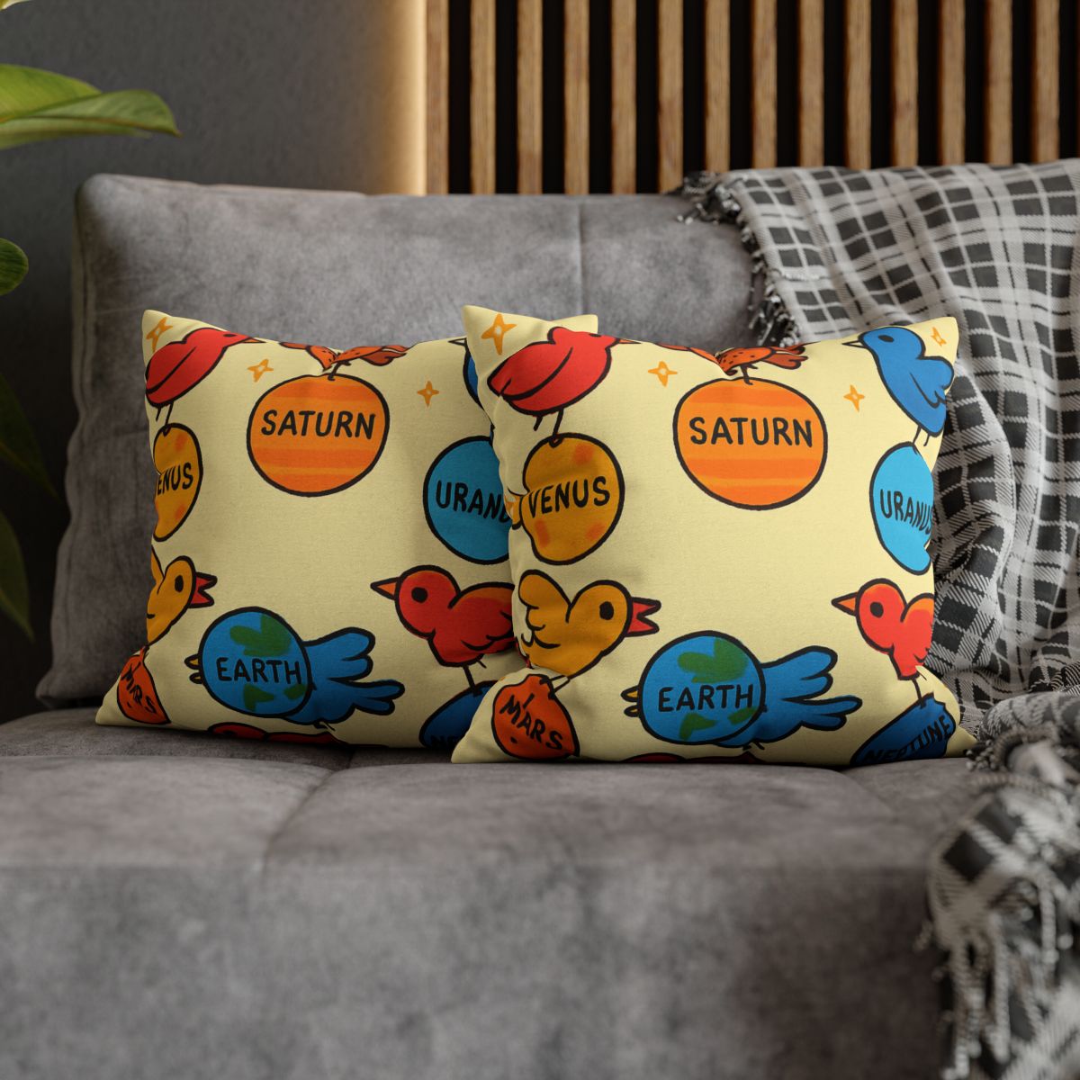 Solar System Circus Of Birds soft cotton pillow cases