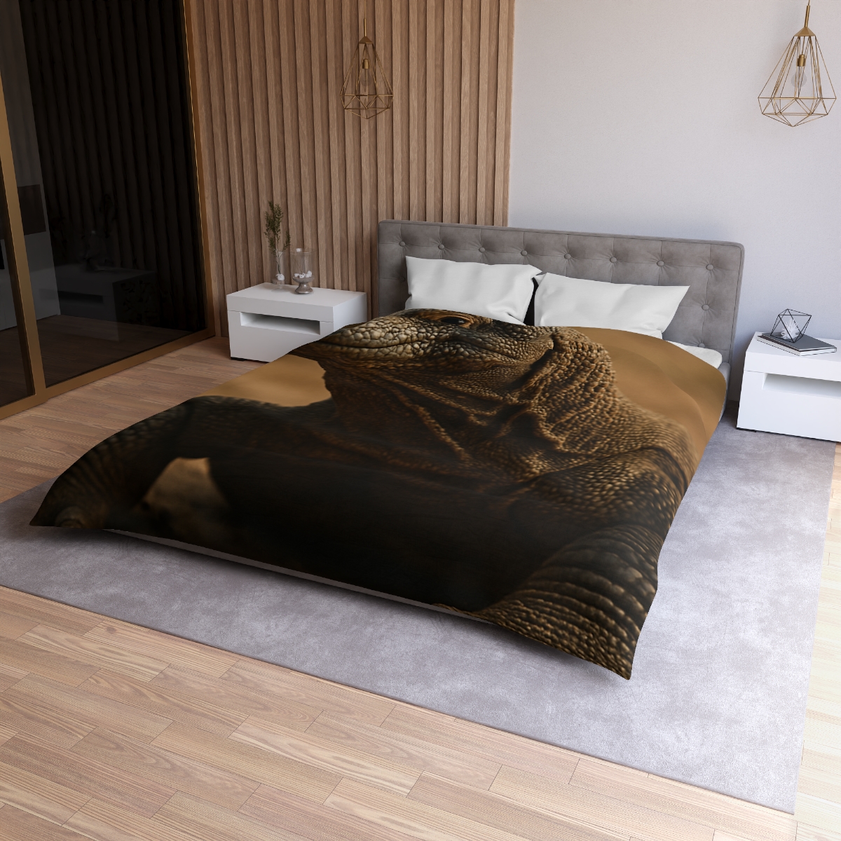 Ancient Sentinel Komodo Dragon designer printed duvets