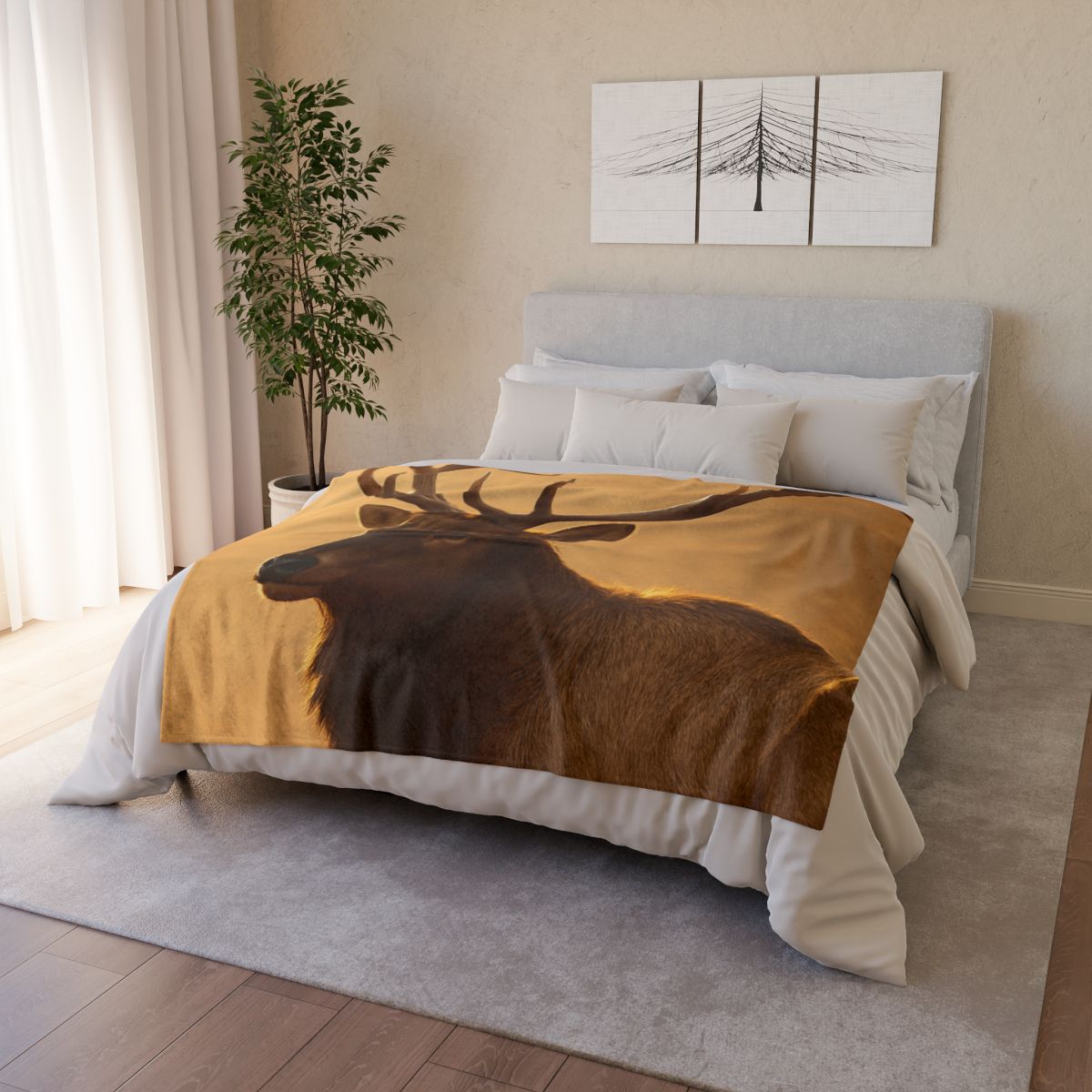 Antler Crown Mountain Elk personalized cozy blankets