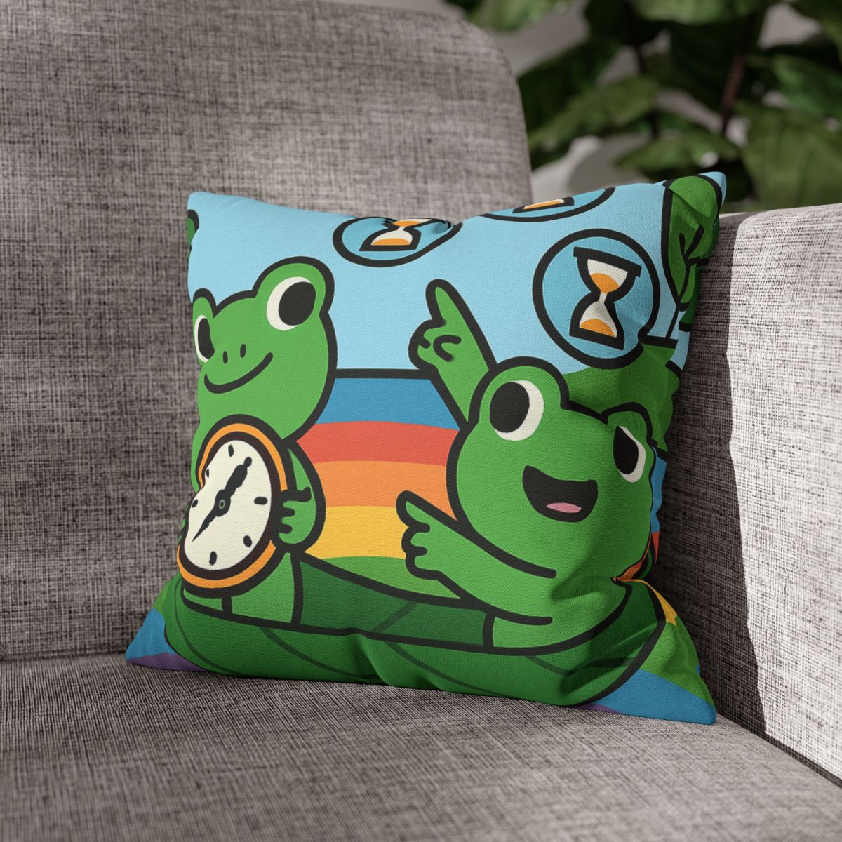 Rainbow River Time Travel Frogs custom pillow cases
